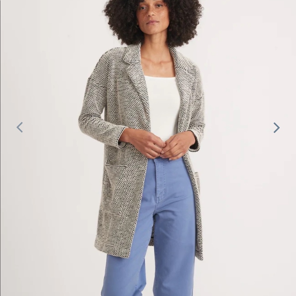 Marine Layer Birdseye Collared Cardigan in Black/White Contrast